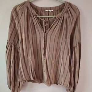 Mine Mauve Striped Blouse with Button Accents